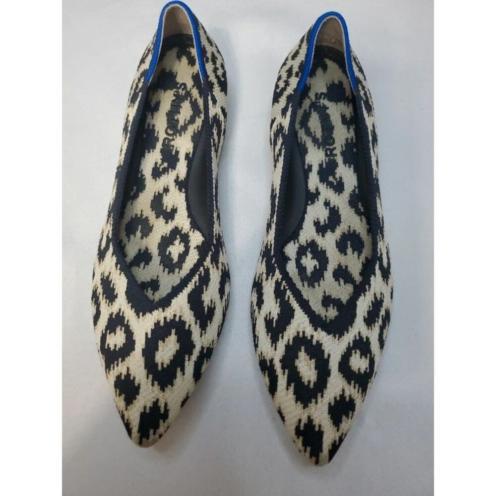 Rothy's The Point EUC Sandy Cat leopard print knit flats 8
